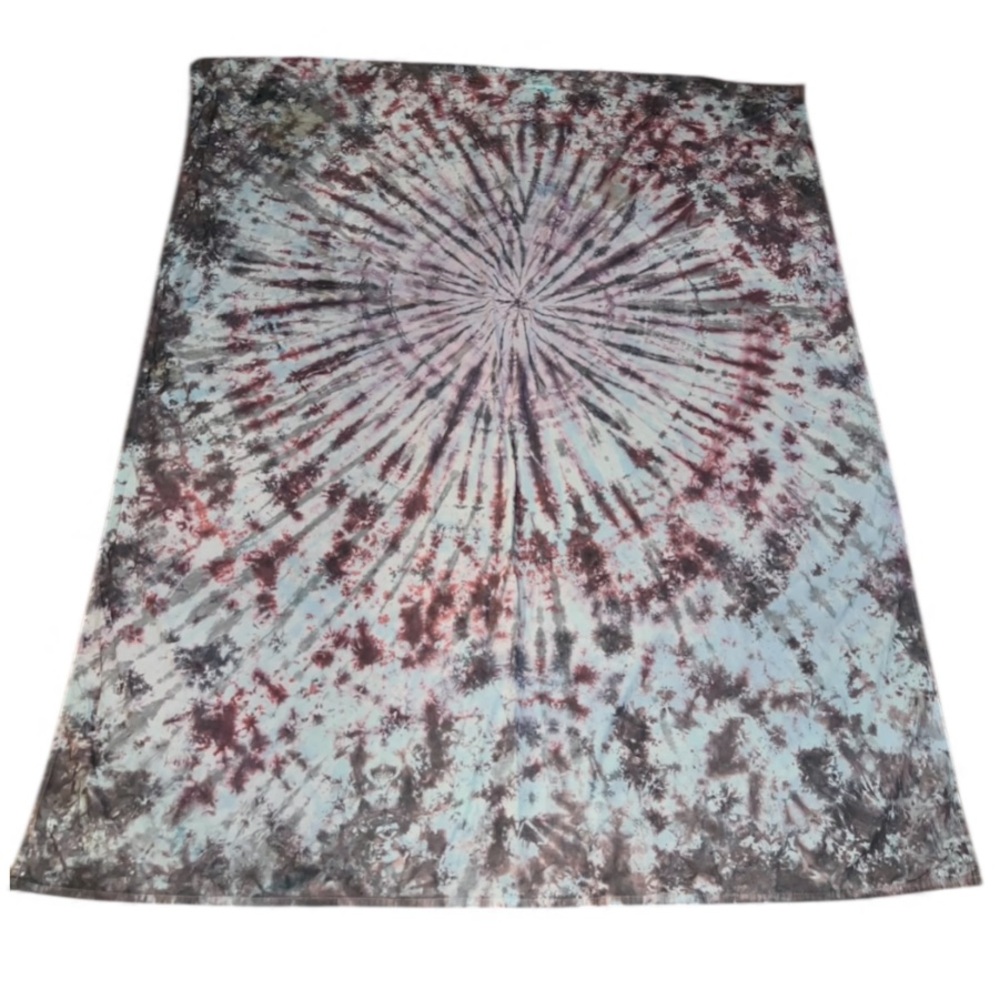 Custom Gray Colorful Red & Pink Tie Dye Top Bed Sheet Cotton Size Full